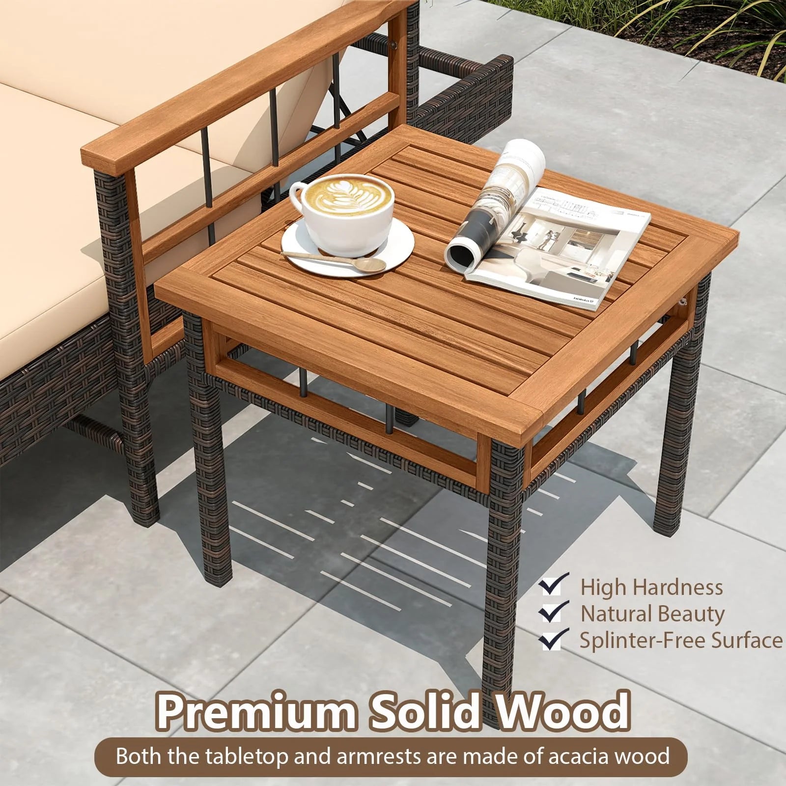 Tangkula Lounge Chair Outdoor with Side Table