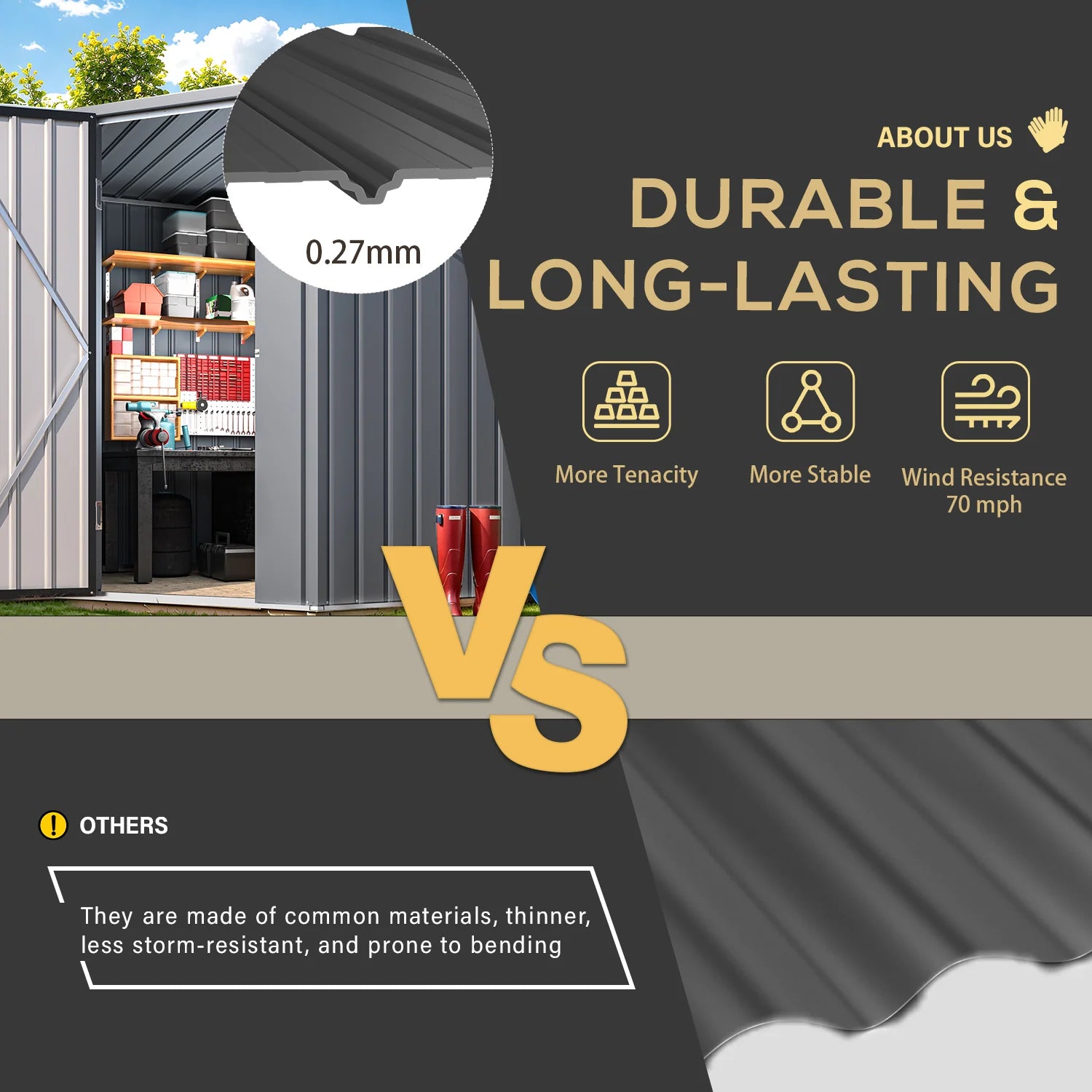 AECOJOY Corner 6x6 Storage Sheds & Outdoor Storage with Openable Windows & Lockable Doors, Utility and Tool Storage