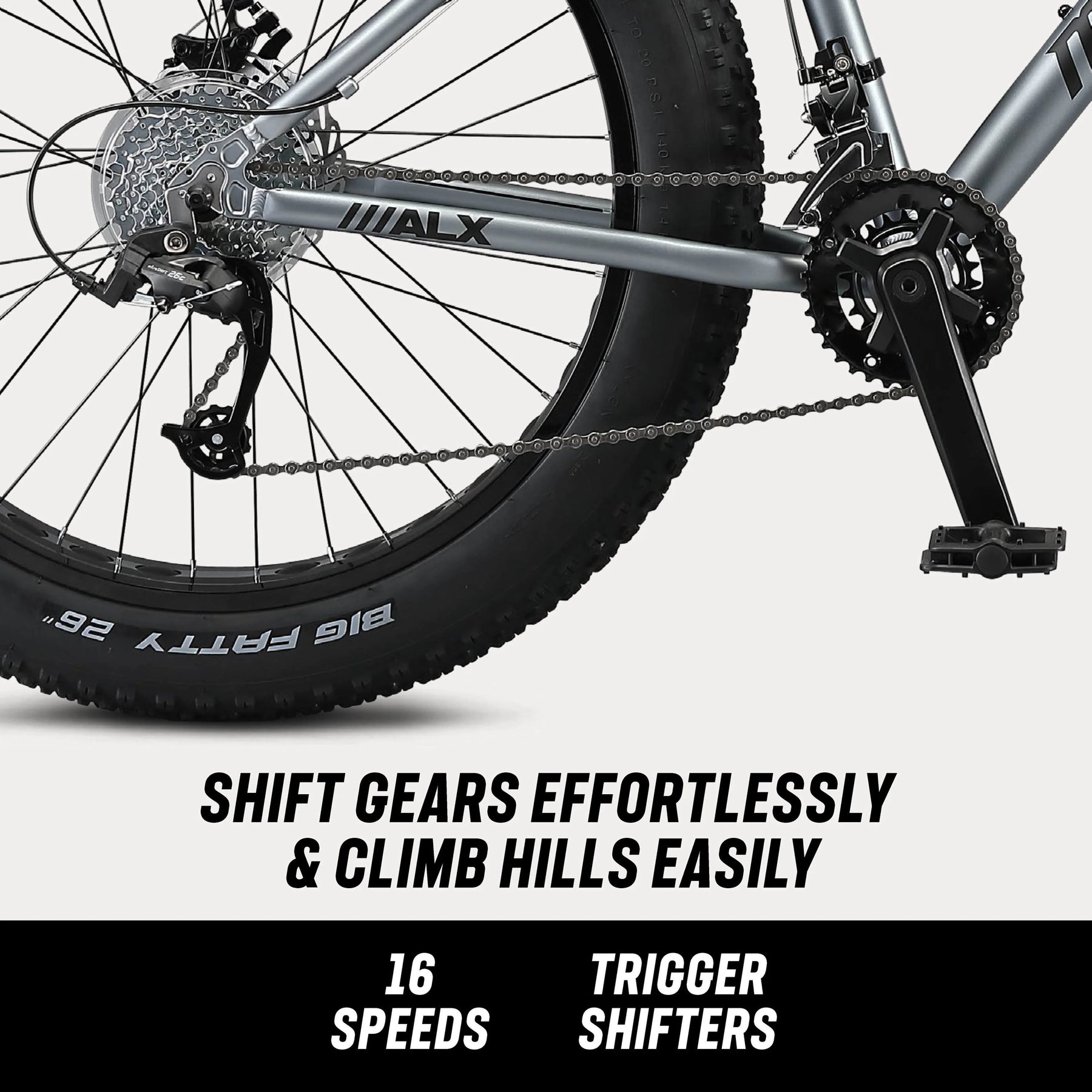 26" Mongoose Dolomite ALX Unisex Fat Tire Mountain Bike, Gray, Ages 12+