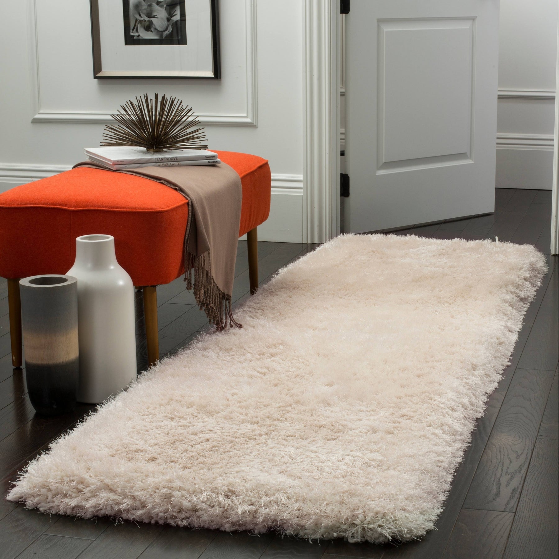 Safavieh Luxe Shag SGX160B 2'3" x 6'0" Runner Bone Area Rug