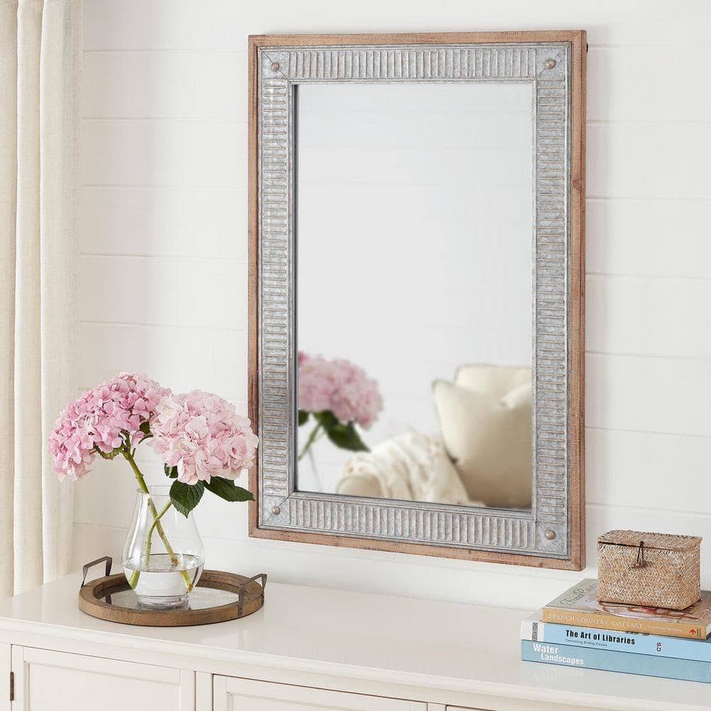 Home Decorators Collection P180221 Medium Rectangle Galvanized Antiqued Farmhouse Accent Mirror (39 in. H x 27 in. W)
