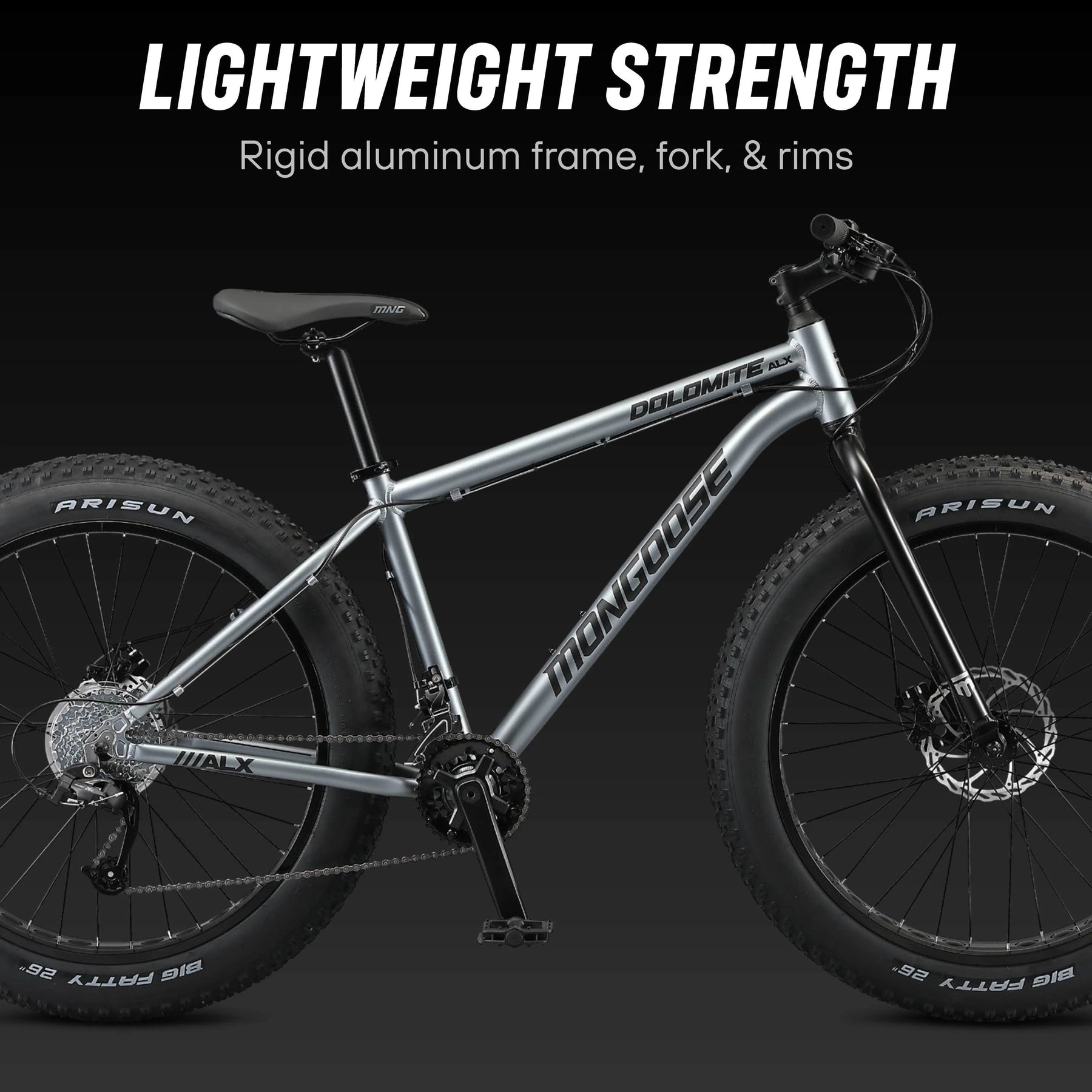 26" Mongoose Dolomite ALX Unisex Fat Tire Mountain Bike, Gray, Ages 12+