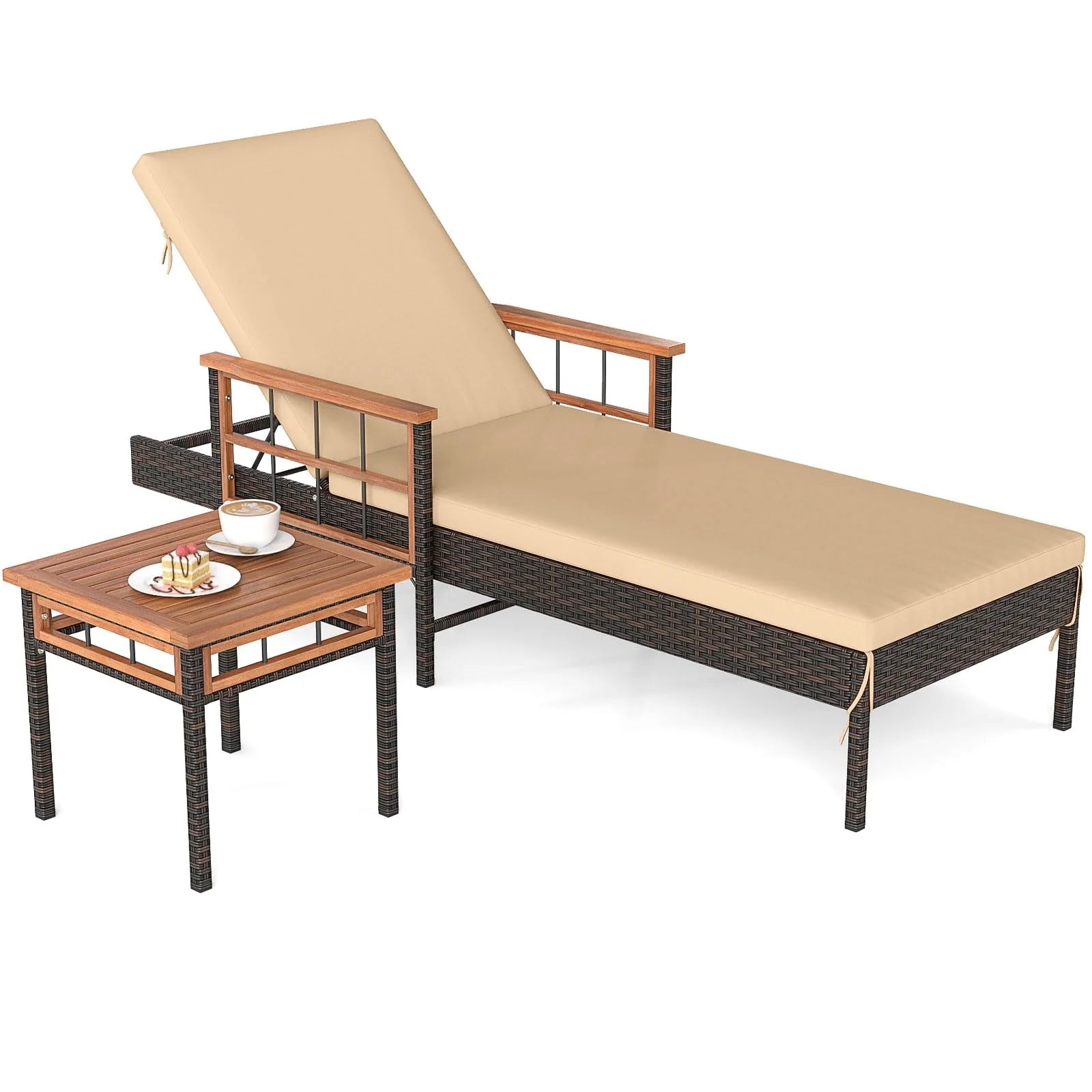Tangkula Lounge Chair Outdoor with Side Table