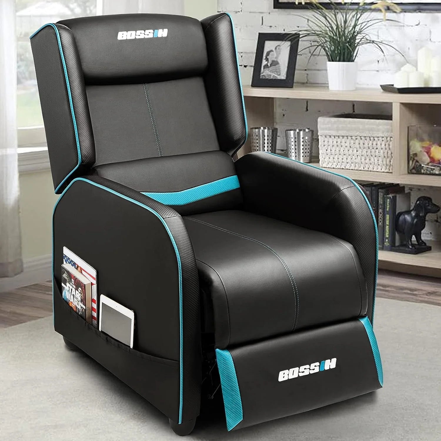 PUKAMI Gaming Recliner Chair for Adults 400 lb Racing Style Sofa Big and Tall PU Leather Recliner Seating Modern Ergonomic Lounge Recliner Chair Comfortable Home Movie Theater for Living Room