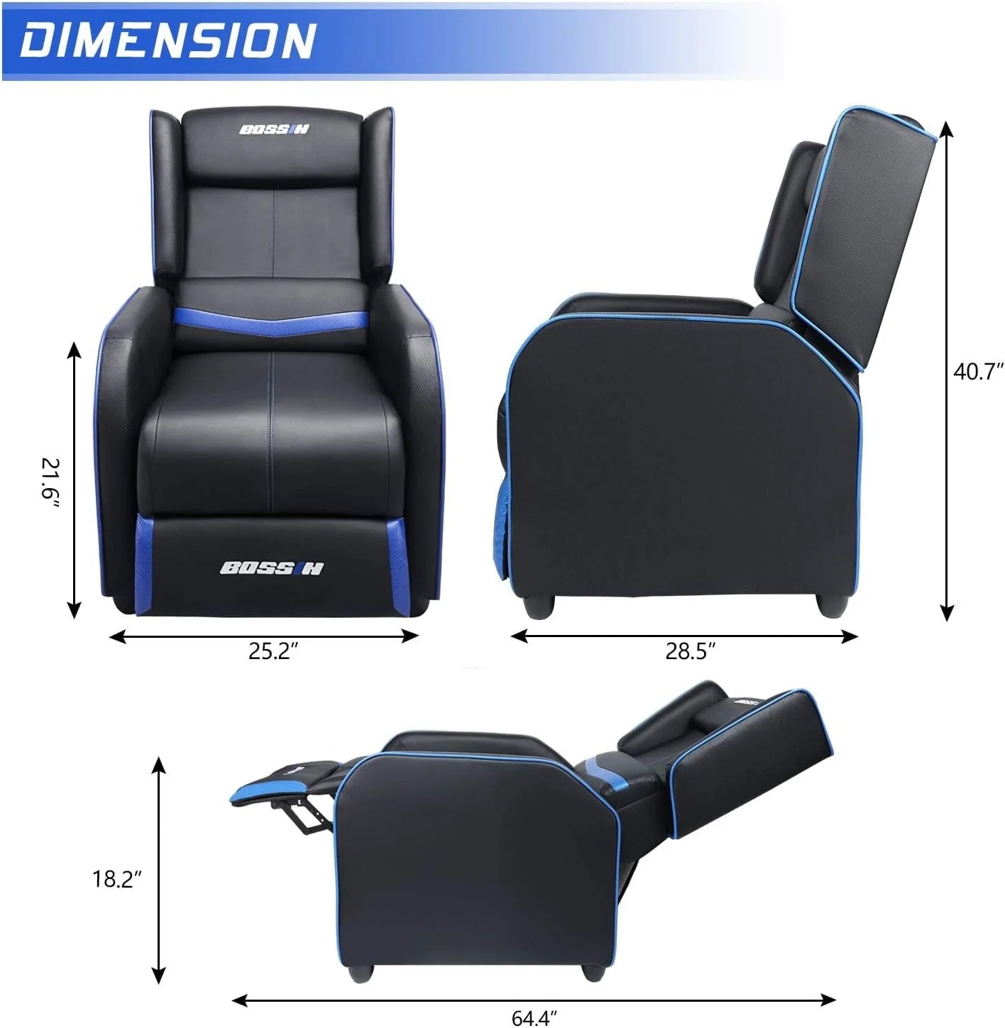 PUKAMI Gaming Recliner Chair for Adults 400 lb Racing Style Sofa Big and Tall PU Leather Recliner Seating Modern Ergonomic Lounge Recliner Chair Comfortable Home Movie Theater for Living Room