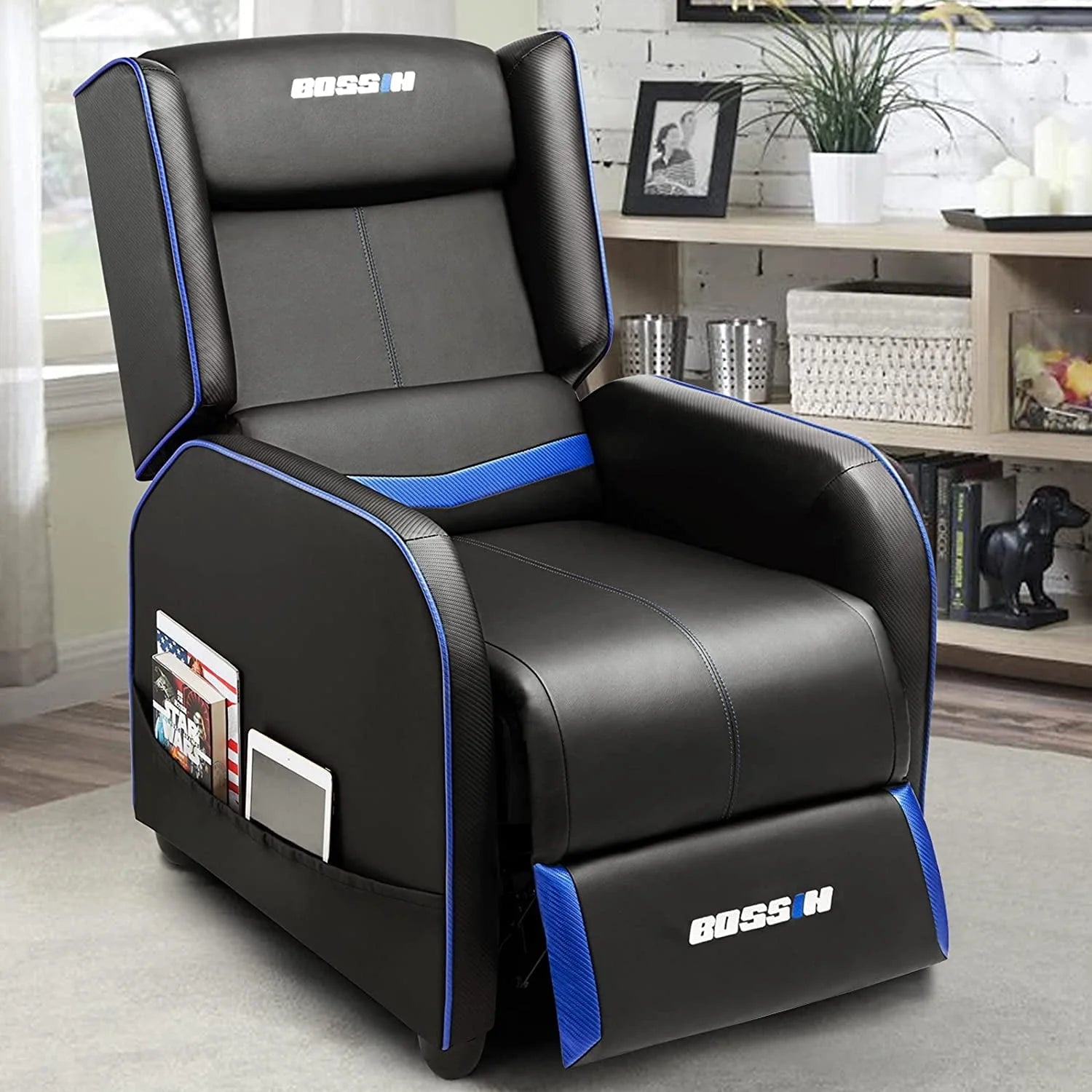 PUKAMI Gaming Recliner Chair for Adults 400 lb Racing Style Sofa Big and Tall PU Leather Recliner Seating Modern Ergonomic Lounge Recliner Chair Comfortable Home Movie Theater for Living Room