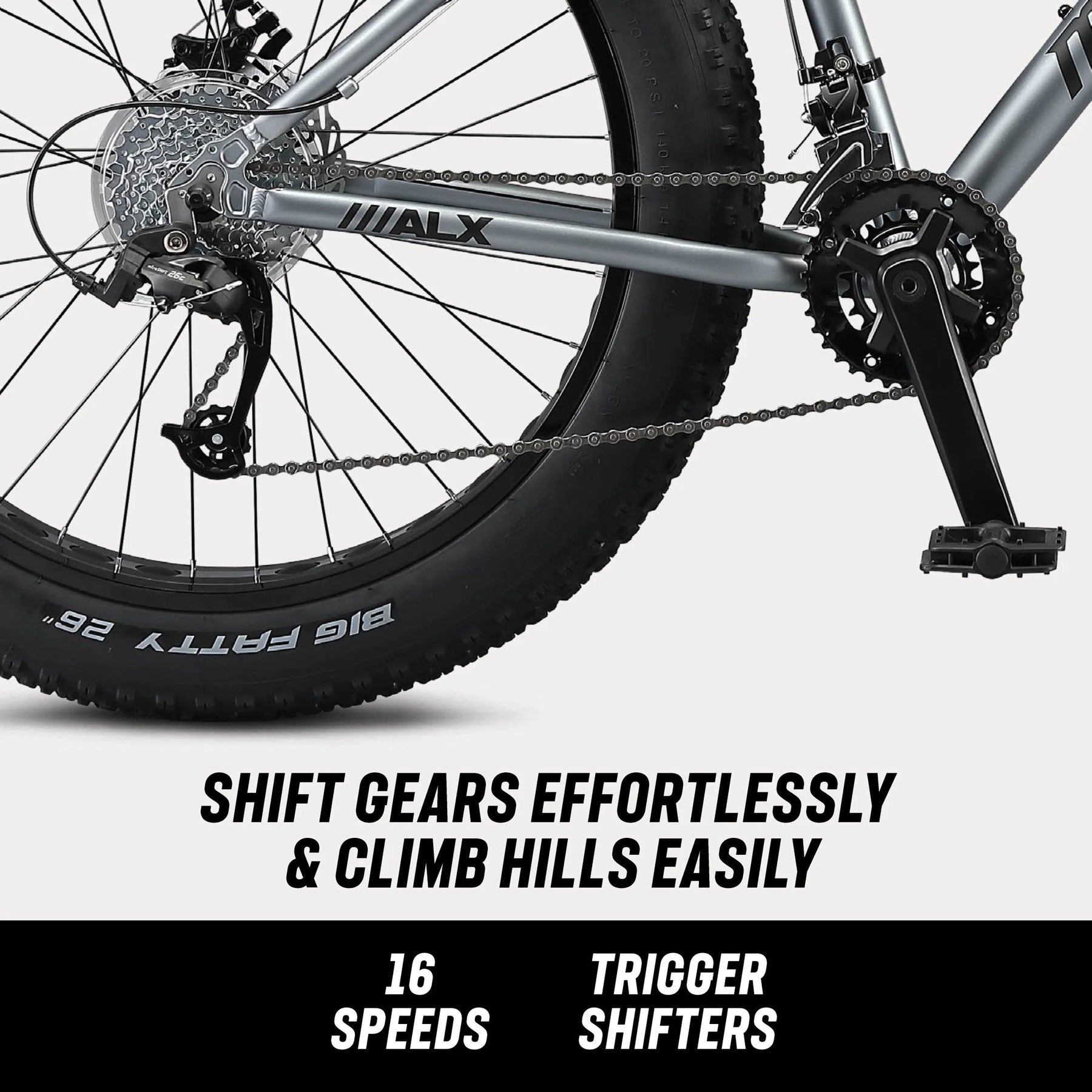 26" Mongoose Dolomite ALX Unisex Fat Tire Mountain Bike, Gray, Ages 12+